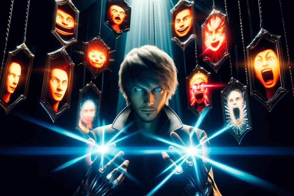 Ilustración de los mecanismos de defensa psicológica, mostrando diferentes formas en que la mente protege al individuo de la ansiedad.